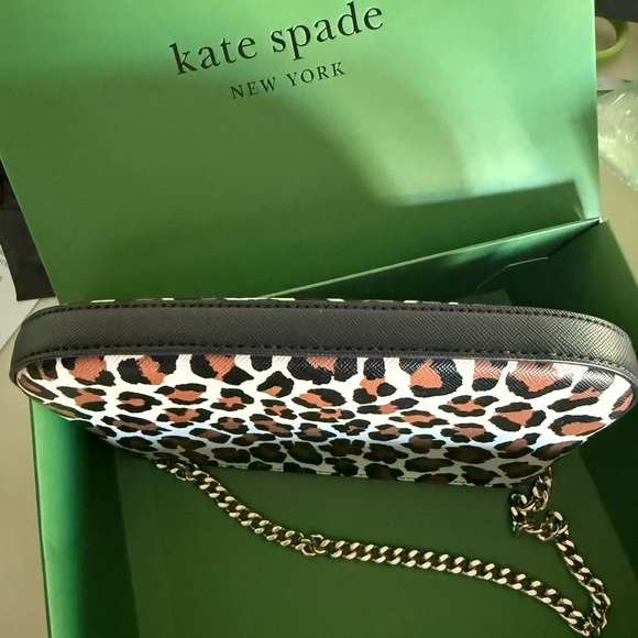 NWT Kate Spade Leopard Print Chain Pouchette - Picture 5 of 6